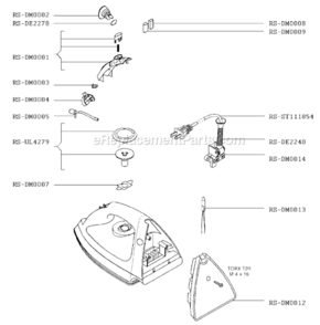 Page A Diagram and Parts List for DM253  Rowenta Iron