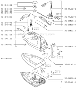 Page A Diagram and Parts List for DM865U1  Rowenta Iron