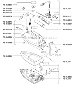 Page A Diagram and Parts List for DM880  Rowenta Iron