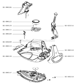 Part Location Diagram of RS-DW0106 Rowenta Handle Front And Pump