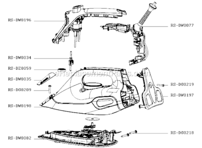 Part Location Diagram of RS-DG0209 Rowenta Screw.Torx M4X20
