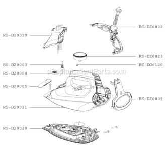 Part Location Diagram of RS-DZ0005 Rowenta Handle Front