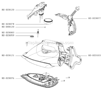 Page A Diagram and Parts List for DZ9060U1  Rowenta Iron