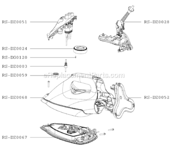 Page A Diagram and Parts List for DZ9070U1  Rowenta Iron