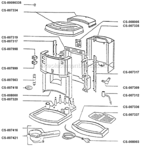 Page B Diagram and Parts List for ES-12  Rowenta Coffee Maker
