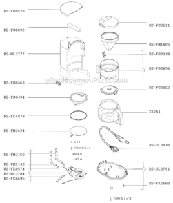 Page A Diagram and Parts List for FG233  Rowenta Coffee Maker