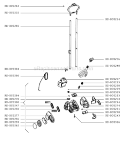 Part Location Diagram of RS-DC0264 Rowenta Tube/Telescopic/Left