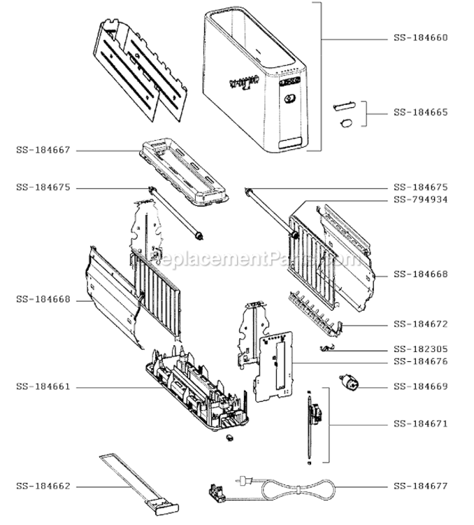 Page A Diagram and Parts List for TL900050/13  Rowenta Toaster