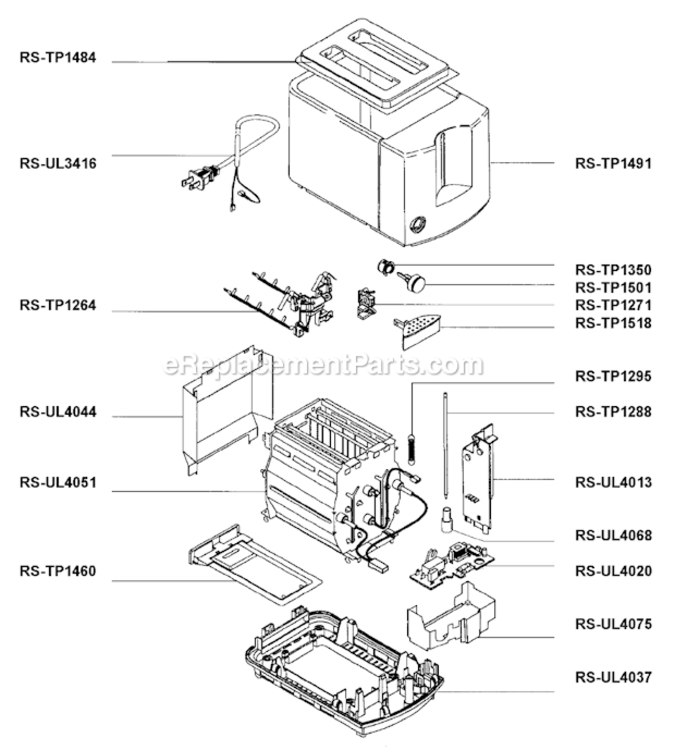 Page A Diagram and Parts List for TP310  Rowenta Toaster