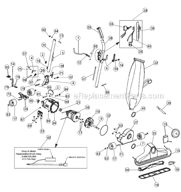 Page A Diagram and Parts List for 1030(Z)  Royal Upright Vacuum
