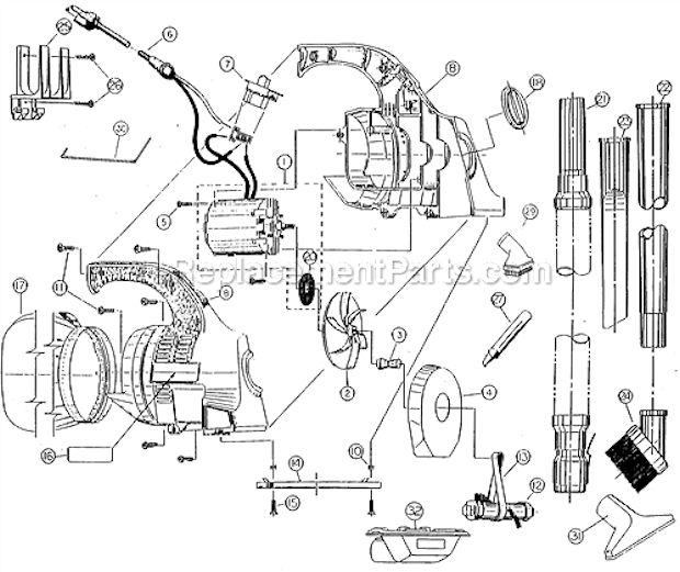 Page A Diagram and Parts List for 103 B Royal Hand Vacuum