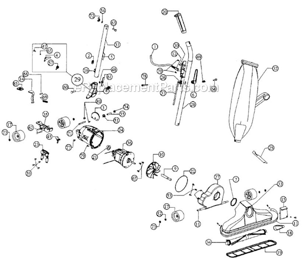 Page A Diagram and Parts List for 89135C  Royal Upright Vacuum
