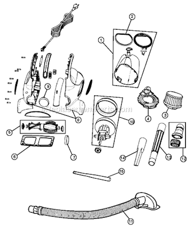 Page A Diagram and Parts List for ER10000  Royal Hand Vacuum