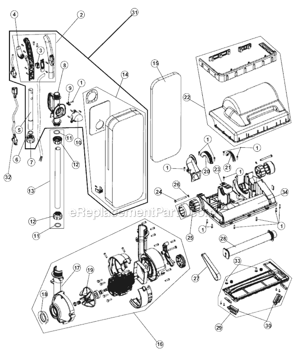 Page A Diagram and Parts List for HD650  Royal Upright Vacuum