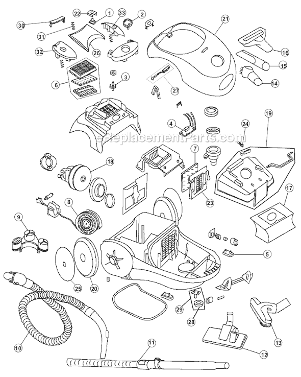 Page A Diagram and Parts List for RY2000  Royal Canister Vacuum