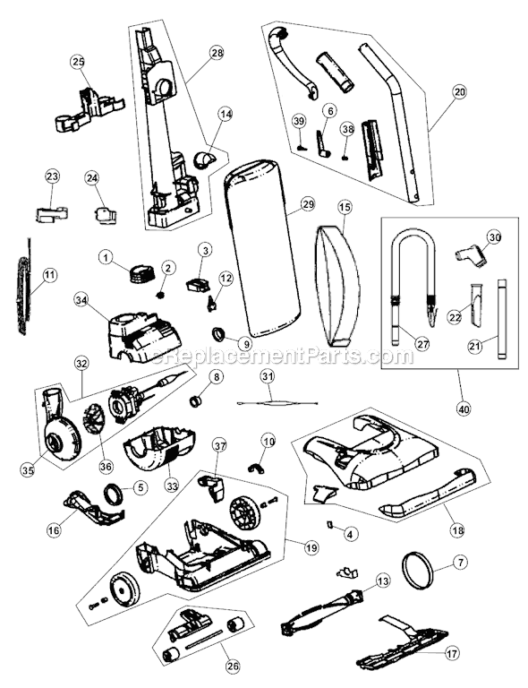 Page A Diagram and Parts List for RY5200  Royal Upright Vacuum