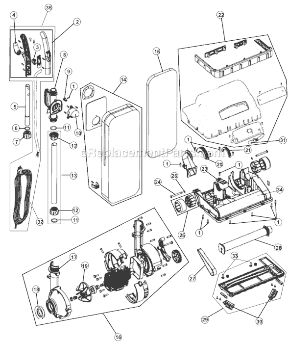 Page A Diagram and Parts List for RY6400  Royal Upright Vacuum