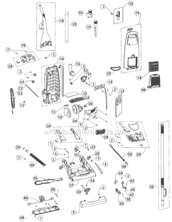 Page A Diagram and Parts List for RY7000  Royal Canister Vacuum