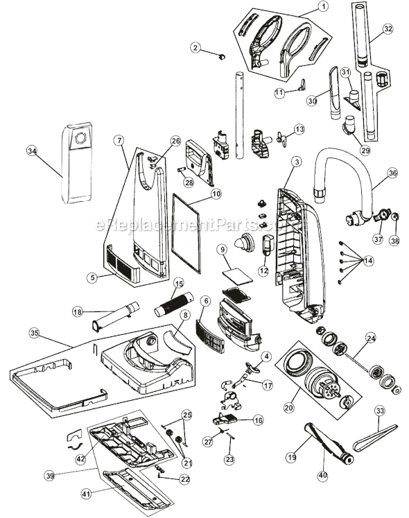 Page A Diagram and Parts List for RY7400  Royal Upright Vacuum