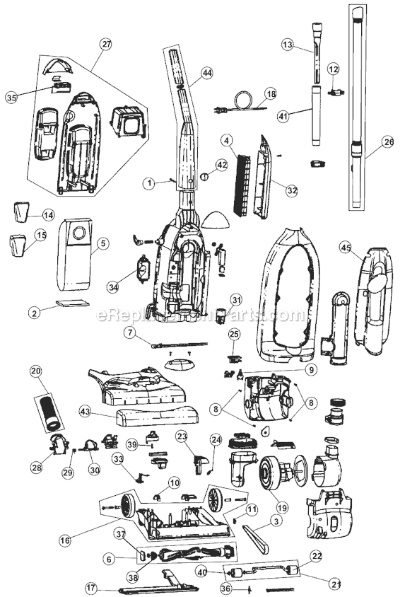 Page A Diagram and Parts List for RY7500  Royal Upright Vacuum