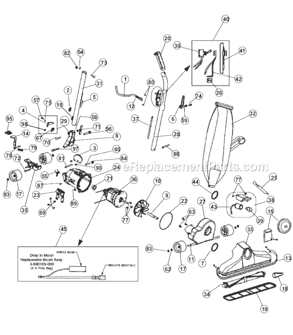 Page A Diagram and Parts List for RY8100  Royal Upright Vacuum