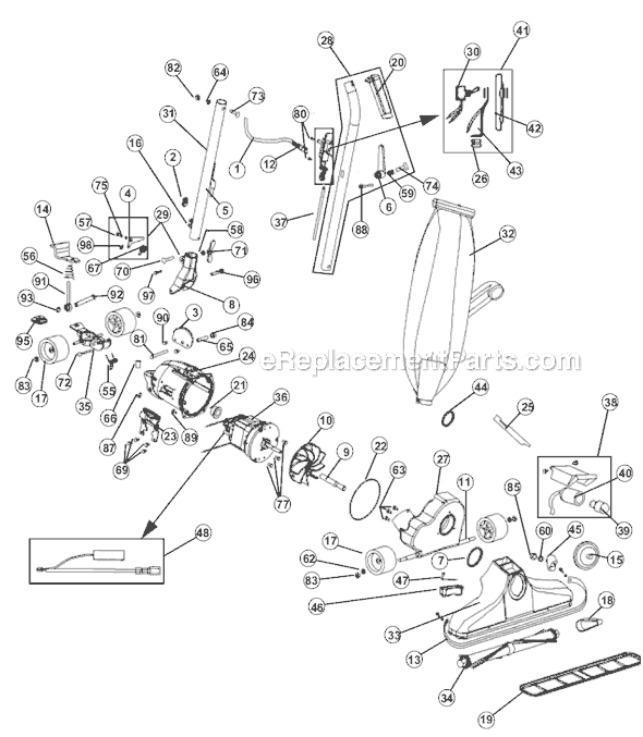 Page A Diagram and Parts List for RY8300  Royal Upright Vacuum