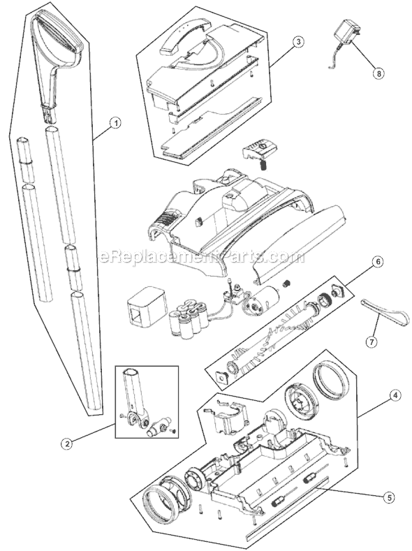 Page A Diagram and Parts List for RY8447  Royal Upright Vacuum