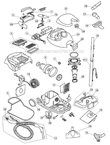 Page A Diagram and Parts List for RY3000  Royal Canister Vacuum