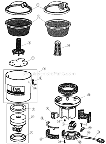 Part Location Diagram of RO-KE2155 Hoover External Motor Filter