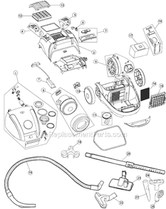 Page A Diagram and Parts List for SR30015  Royal Canister Vacuum