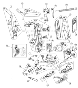 Page A Diagram and Parts List for UR30080  Royal Upright Vacuum