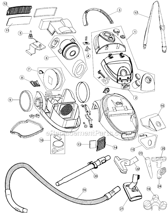 Page A Diagram and Parts List for SR30010  Royal Canister Vacuum
