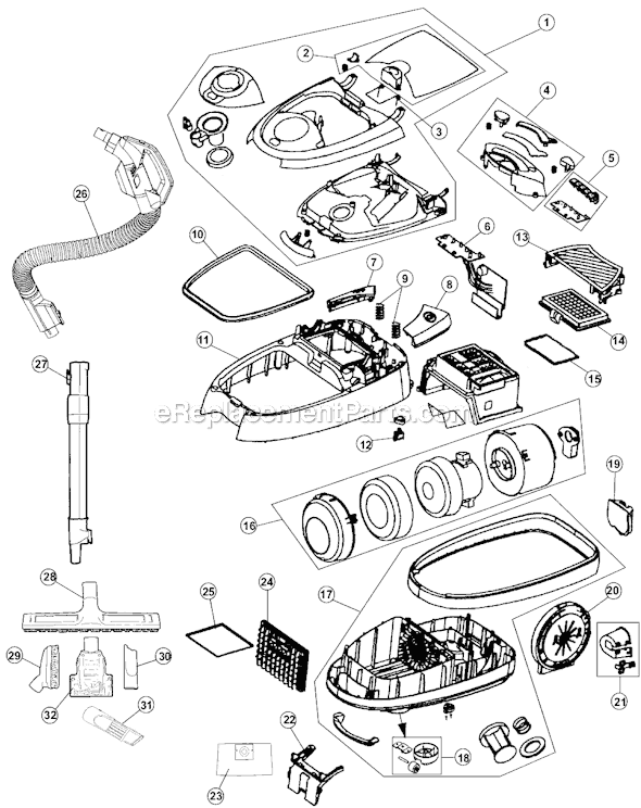 Page A Diagram and Parts List for SR30020  Royal Canister Vacuum