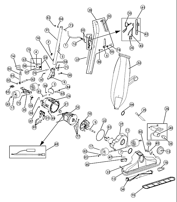 Page A Diagram and Parts List for UR38300  Royal Upright Vacuum