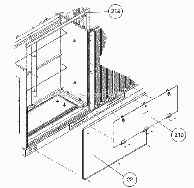 Hinged Coil - Filter Panel Diagram and Parts List for RACDZR090ACA000AABC1  Ruud Air Conditioner