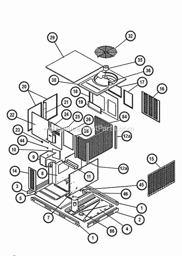 Exploded View 036-060 Diagram and Parts List for RKNL-C073YM15E  Ruud Heater