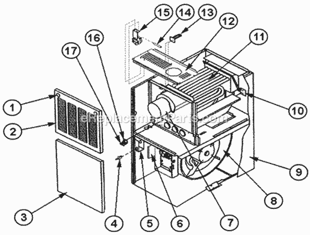 Exploded View Diagram and Parts List for 80PJ10ECR01  Ruud Furnace