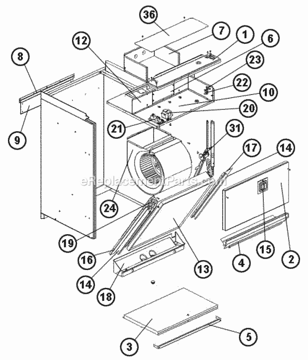 Exploded View 36mt Diagram and Parts List for RF1T3624MTANJAB05417  Ruud Air Conditioner