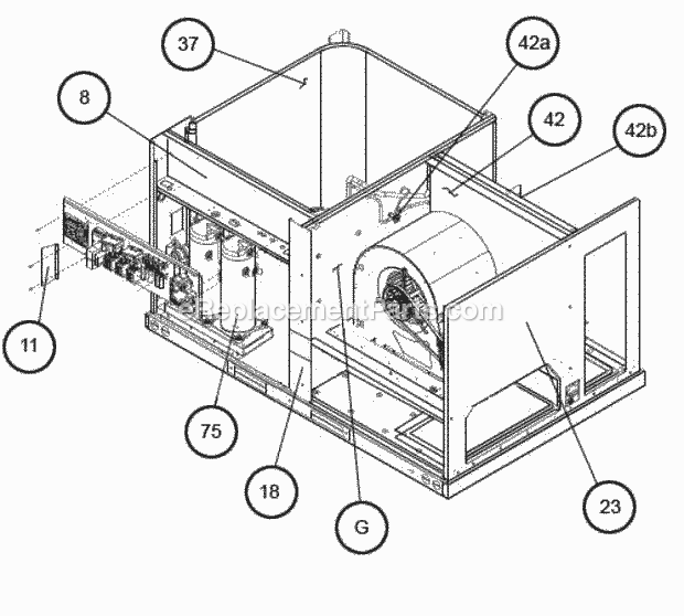 Interior - Front Diagram and Parts List for RACDZS150ACA000AAAA0  Ruud Air Conditioner