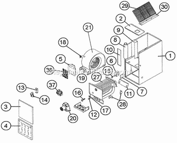 Exploded View Diagram and Parts List for UGLK-07NAUER  Ruud Furnace