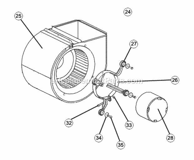 Blower Assembly Diagram and Parts List for RHBL-FR24TJN00A  Ruud Air Conditioner