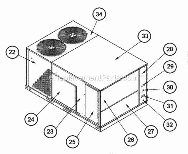 Exterior - Back 090-151 Diagram and Parts List for RKKL-B090CL22EAJG  Ruud Heater