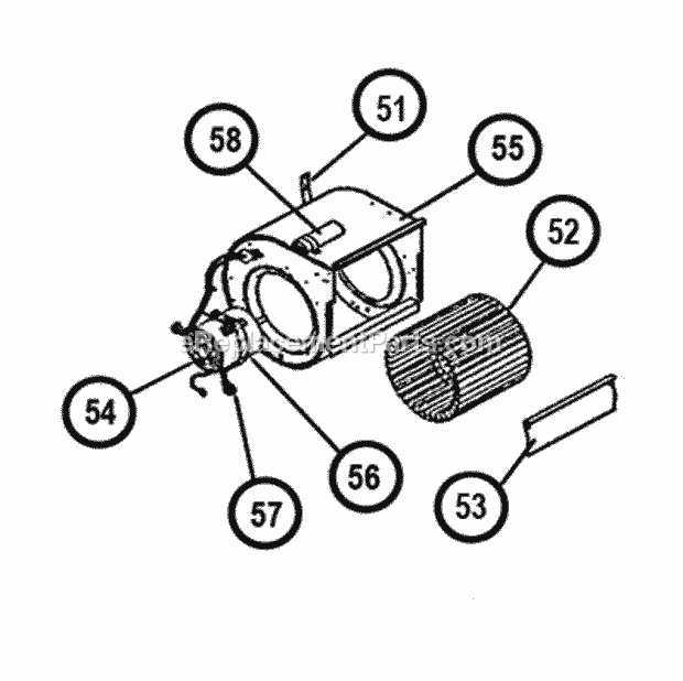 Blower Parts - Direct Drive Diagram and Parts List for RJKA-A036CK000  Ruud Heater