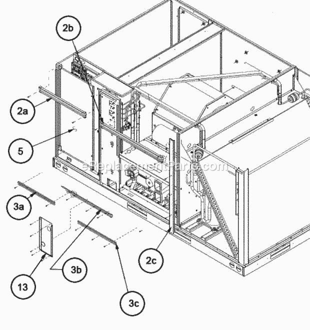 Front Panel Brackets 120 Diagram and Parts List for RKHL-D180CL25E  Ruud Heater