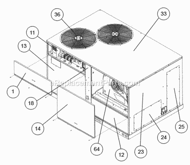 Access Panels - Front, Right Diagram and Parts List for RACDZR090ACA000AABC1  Ruud Air Conditioner