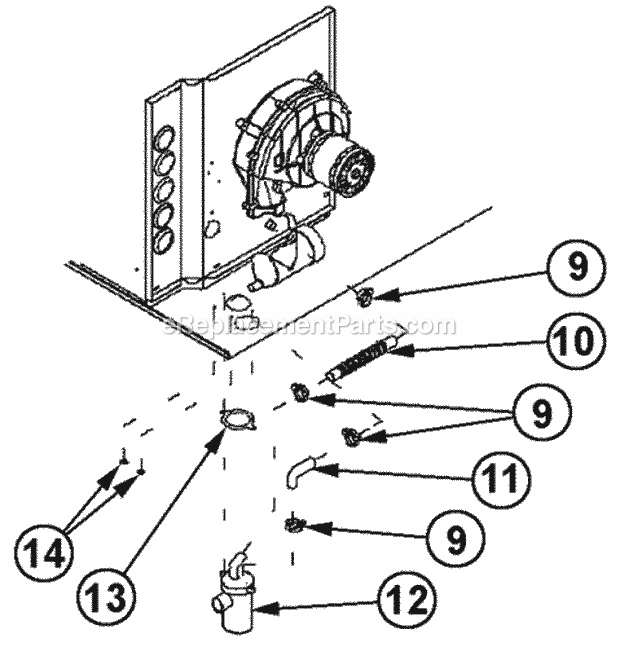Horizontal Installation Parts Diagram and Parts List for 90TJ07NFS01  Ruud Furnace