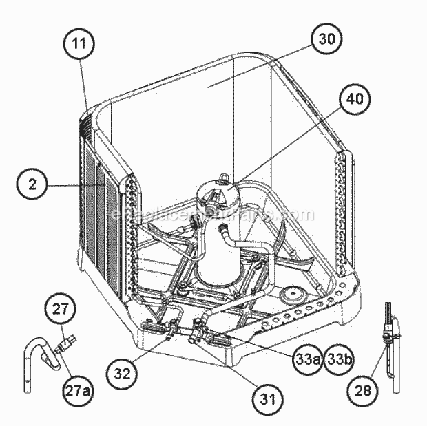 Valve Mounting, Compressor Diagram and Parts List for UA1724AJ2CB  Ruud Air Conditioner