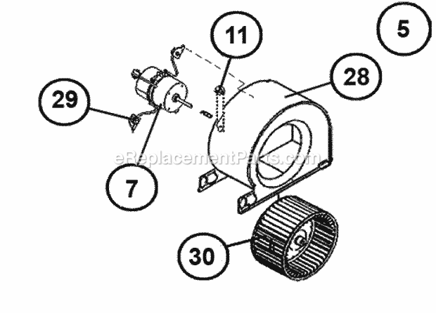 Blower Assembly Diagram and Parts List for RGJF-10EZCMS278  Ruud Furnace