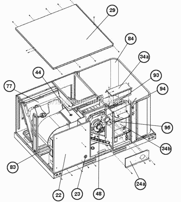 Top Interior Diagram and Parts List for RKKN-B072YM13E  Ruud Heater