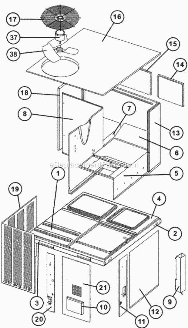 Exploded View Diagram and Parts List for RRNL-B036JK08E  Ruud Heater